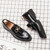 Men's black patent brogue metal buckle penny slip on dress shoe 06