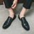 Men's black crocodile skin pattern slip on dress shoe 04