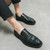 Men's black crocodile skin pattern slip on dress shoe 03