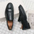 Men's black crocodile skin pattern slip on dress shoe 06