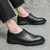 Men's black retro zip on top slip on dress shoe 04