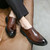 Men's brown retro zip on top slip on dress shoe 04