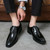 Men's black retro monk strap buckle slip on dress shoe 02