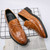 Men's brown croc skin pattern lace tie slip on dress shoe 06