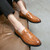 Men's brown croc skin pattern lace tie slip on dress shoe 03