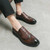 Men's brown retro brogue croc skin pattern slip on dress shoe 04
