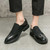 Men's black retro suede vamp brogue slip on dress shoe 04