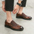 Men's brown retro suede vamp brogue slip on dress shoe 05