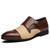 Men's brown monk strap cap toe slip on dress shoe 01