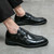 Men's black croc skin style patent monk slip on dress shoe 03