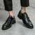 Men's black croc skin style patent monk slip on dress shoe 05