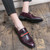 Men's purple metal & stripe croc skin pattern slip on dress shoe 03