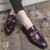 Men's purple metal & stripe croc skin pattern slip on dress shoe 02