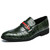 Men's green metal & stripe croc skin pattern slip on dress shoe 01
