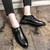 Men's black retro monk strap buckle slip on dress shoe 05