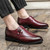 Men's red retro monk strap buckle slip on dress shoe 05