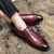 Men's red retro monk strap buckle slip on dress shoe 03