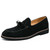 Men's black stitch accents tassel on top slip on dress shoe 01