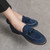 Men's blue stitch accents tassel on top slip on dress shoe 04