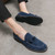 Men's blue stitch accents tassel on top slip on dress shoe 03