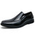 Men's black simple plain stitch accents slip on dress shoe 01