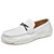 Men's white buckle sewing accents croc skin pattern slip on shoe loafer 01