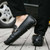 Men's black metal buckle croc skin pattern slip on shoe loafer 05