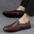 Men's brown casual slip on shoe loafer in plain 02