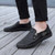 Men's black pattern print zip on side slip on shoe loafer 02