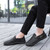 Men's black pattern print zip on side slip on shoe loafer 05