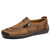 Men's brown pattern print zip on side slip on shoe loafer 01
