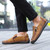 Men's brown pattern print zip on side slip on shoe loafer 03
