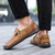 Men's brown pattern print zip on side slip on shoe loafer 02