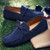 Men's navy lace tie on top suede slip on shoe loafer 06