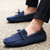 Men's navy lace tie on top suede slip on shoe loafer 05