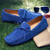 Men's blue lace tie on top suede slip on shoe loafer 06