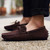 Men's coffee lace tie on top suede slip on shoe loafer 05