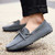 Men's grey lace tie on top suede slip on shoe loafer 02