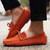 Men's orange lace tie on top suede slip on shoe loafer 04