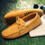 Men's yellow lace tie on top suede slip on shoe loafer 06