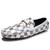 Men's white pattern check metal buckle slip on shoe loafer 01