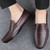 Men's brown penny strap slip on shoe loafer in plain 05