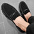 Men's black sewing accents metal buckle slip on shoe loafer 05