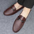 Men's brown metal buckle on top slip on shoe loafer 03