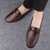 Men's brown metal buckle on top slip on shoe loafer 03