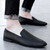 Men's black sewing accents plain slip on shoe loafer 04