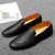 Men's black sewing accents plain slip on shoe loafer 06