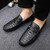 Men's black weave pattern metal buckle slip on shoe loafer 04