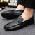 Men's black weave pattern metal buckle slip on shoe loafer 05