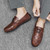 Men's brown pattern print G buckle slip on shoe loafer 05